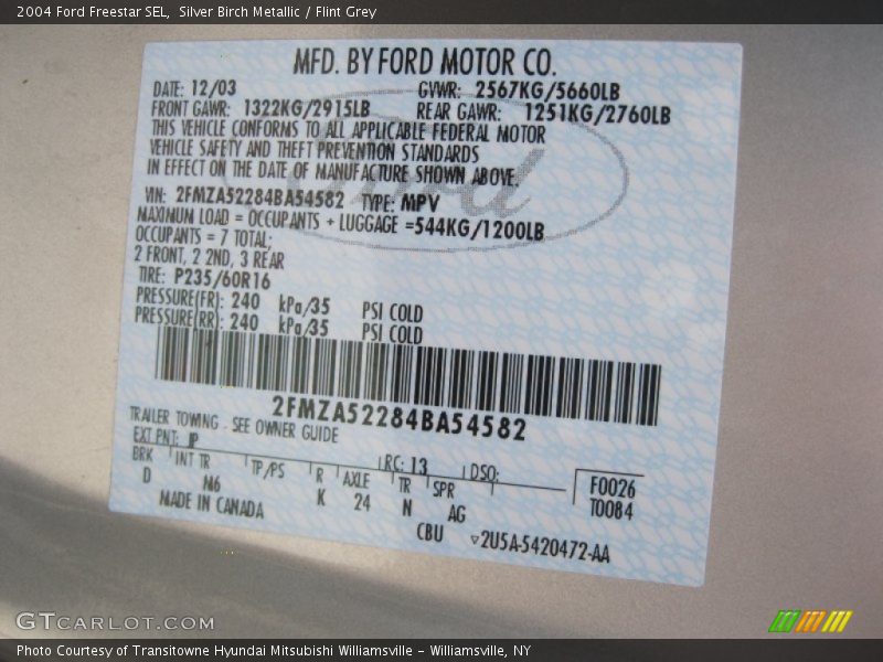 Silver Birch Metallic / Flint Grey 2004 Ford Freestar SEL