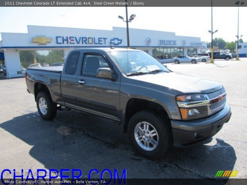 Steel Green Metallic / Ebony 2011 Chevrolet Colorado LT Extended Cab 4x4