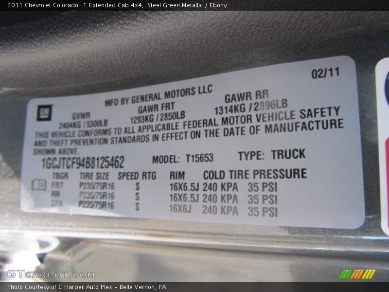 Steel Green Metallic / Ebony 2011 Chevrolet Colorado LT Extended Cab 4x4
