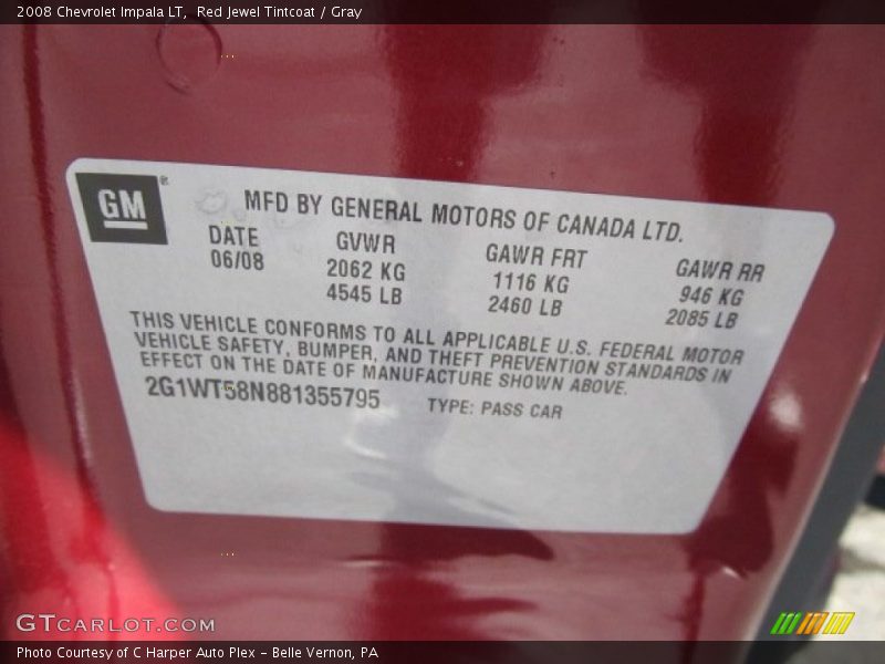 Red Jewel Tintcoat / Gray 2008 Chevrolet Impala LT