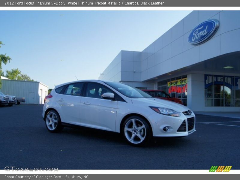 White Platinum Tricoat Metallic / Charcoal Black Leather 2012 Ford Focus Titanium 5-Door