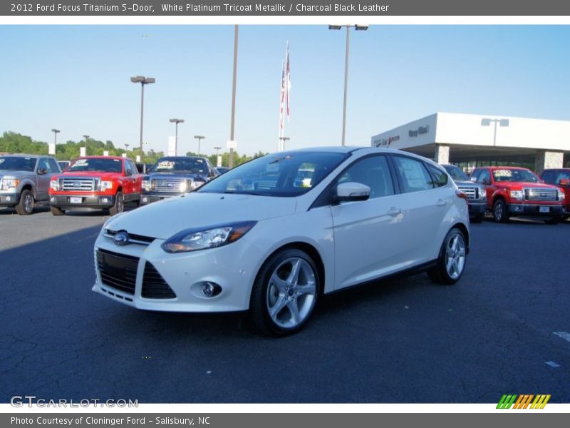 White Platinum Tricoat Metallic / Charcoal Black Leather 2012 Ford Focus Titanium 5-Door