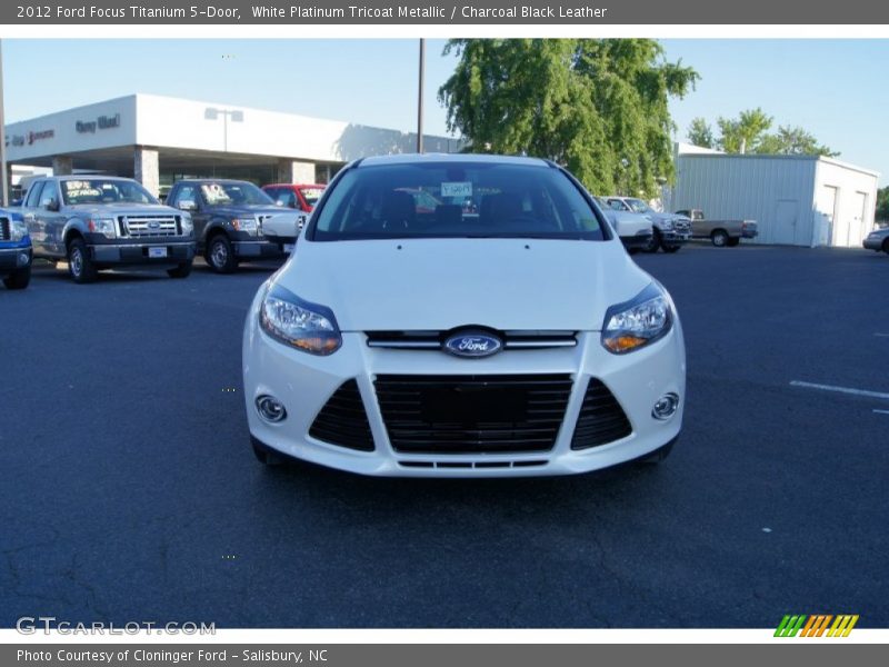 White Platinum Tricoat Metallic / Charcoal Black Leather 2012 Ford Focus Titanium 5-Door
