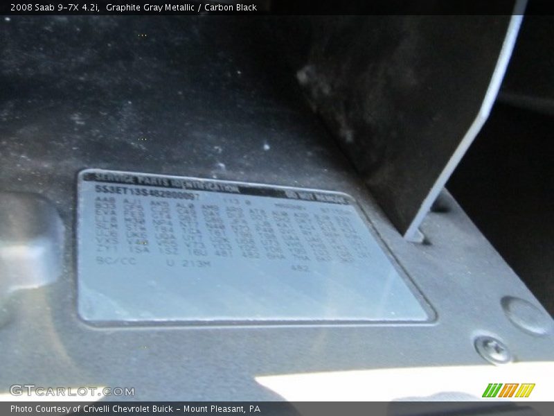 Graphite Gray Metallic / Carbon Black 2008 Saab 9-7X 4.2i