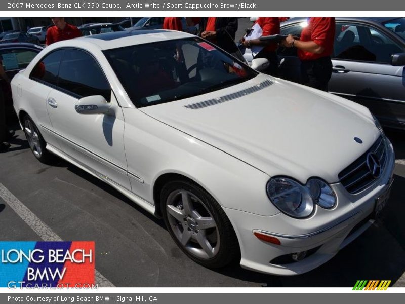 Arctic White / Sport Cappuccino Brown/Black 2007 Mercedes-Benz CLK 550 Coupe