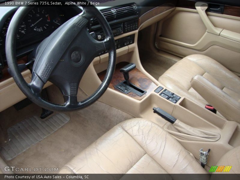 Alpine White / Beige 1990 BMW 7 Series 735iL Sedan