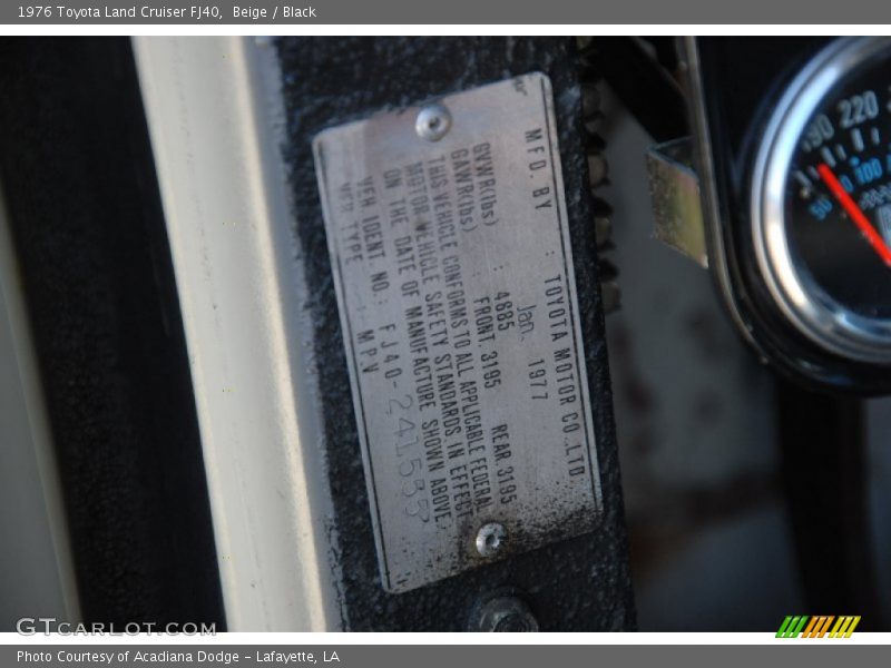 Beige / Black 1976 Toyota Land Cruiser FJ40