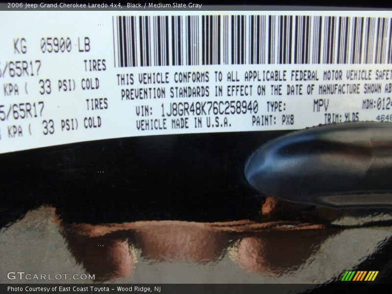 Black / Medium Slate Gray 2006 Jeep Grand Cherokee Laredo 4x4