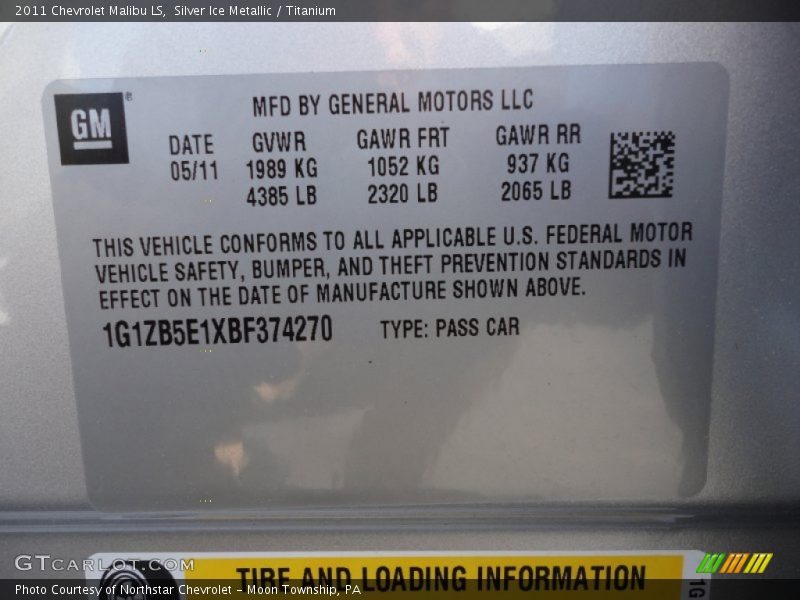 Silver Ice Metallic / Titanium 2011 Chevrolet Malibu LS