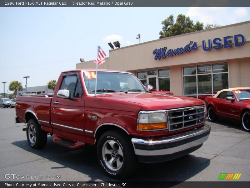 Toreador Red Metallic / Opal Grey 1996 Ford F150 XLT Regular Cab