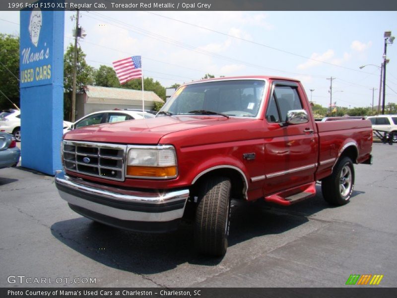 Toreador Red Metallic / Opal Grey 1996 Ford F150 XLT Regular Cab
