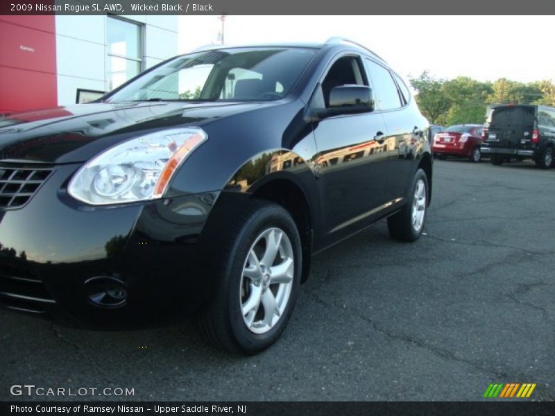 Wicked Black / Black 2009 Nissan Rogue SL AWD