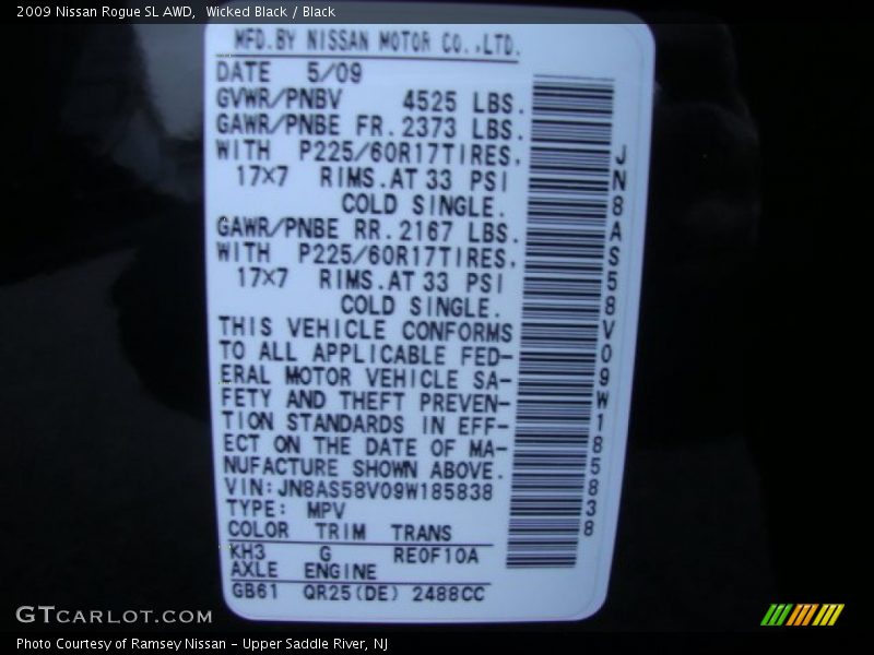 Wicked Black / Black 2009 Nissan Rogue SL AWD