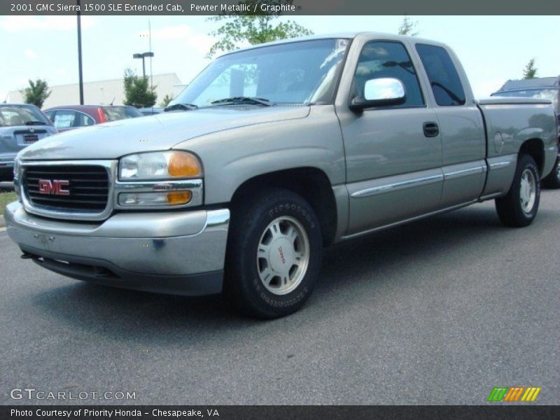 Pewter Metallic / Graphite 2001 GMC Sierra 1500 SLE Extended Cab