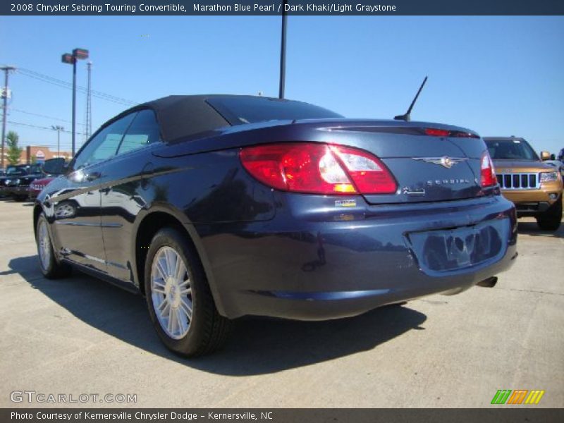 Marathon Blue Pearl / Dark Khaki/Light Graystone 2008 Chrysler Sebring Touring Convertible