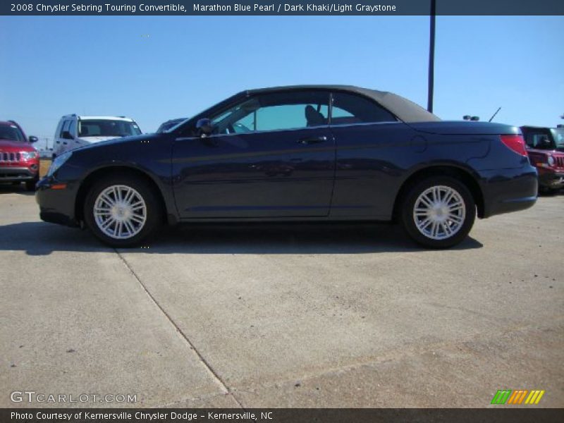 Marathon Blue Pearl / Dark Khaki/Light Graystone 2008 Chrysler Sebring Touring Convertible