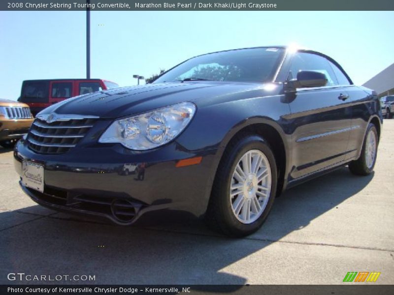 Marathon Blue Pearl / Dark Khaki/Light Graystone 2008 Chrysler Sebring Touring Convertible