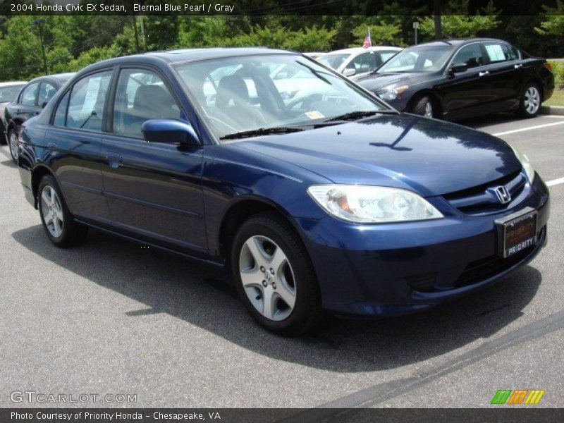 Eternal Blue Pearl / Gray 2004 Honda Civic EX Sedan