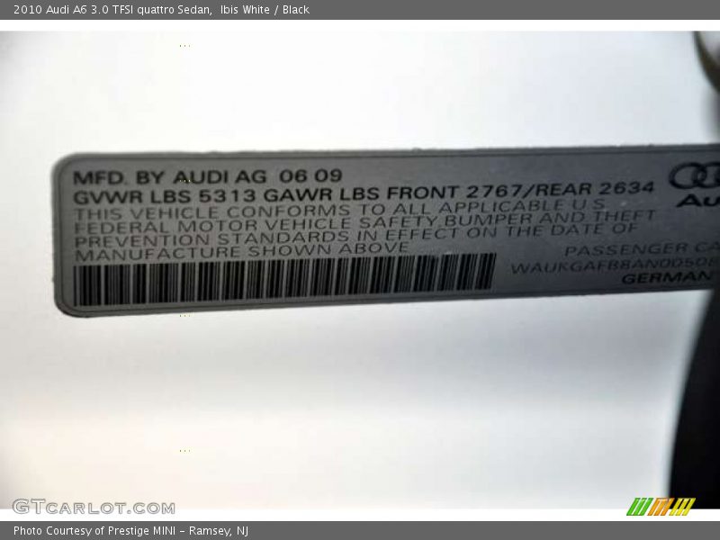 Ibis White / Black 2010 Audi A6 3.0 TFSI quattro Sedan