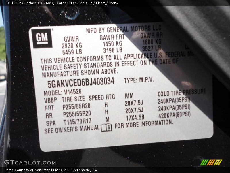Carbon Black Metallic / Ebony/Ebony 2011 Buick Enclave CXL AWD