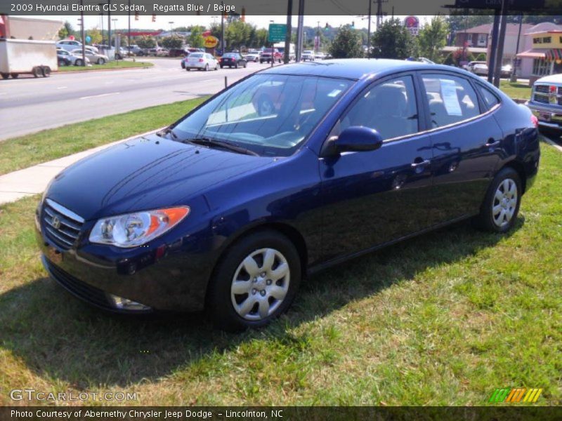 Regatta Blue / Beige 2009 Hyundai Elantra GLS Sedan
