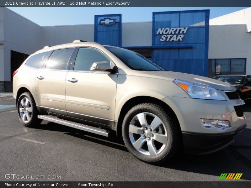 Gold Mist Metallic / Ebony/Ebony 2011 Chevrolet Traverse LT AWD