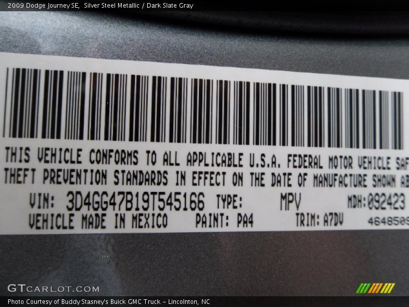 Silver Steel Metallic / Dark Slate Gray 2009 Dodge Journey SE