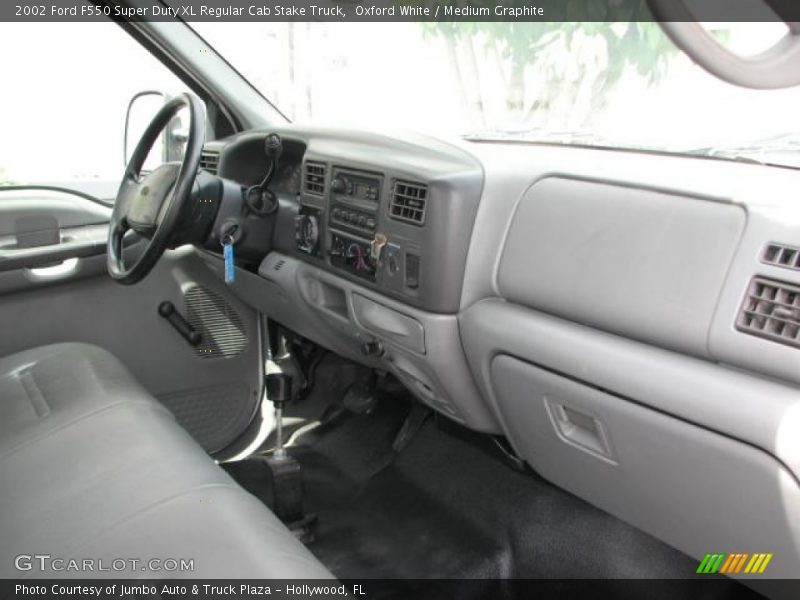 Oxford White / Medium Graphite 2002 Ford F550 Super Duty XL Regular Cab Stake Truck