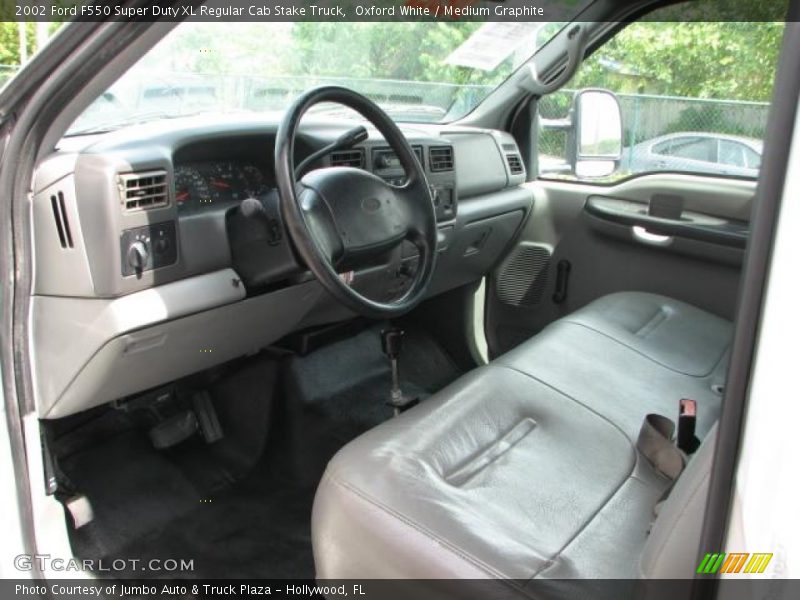 Oxford White / Medium Graphite 2002 Ford F550 Super Duty XL Regular Cab Stake Truck