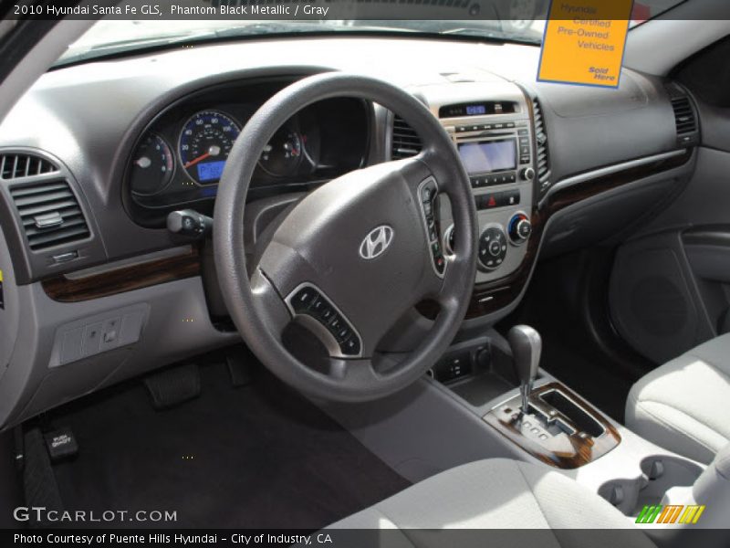 Phantom Black Metallic / Gray 2010 Hyundai Santa Fe GLS