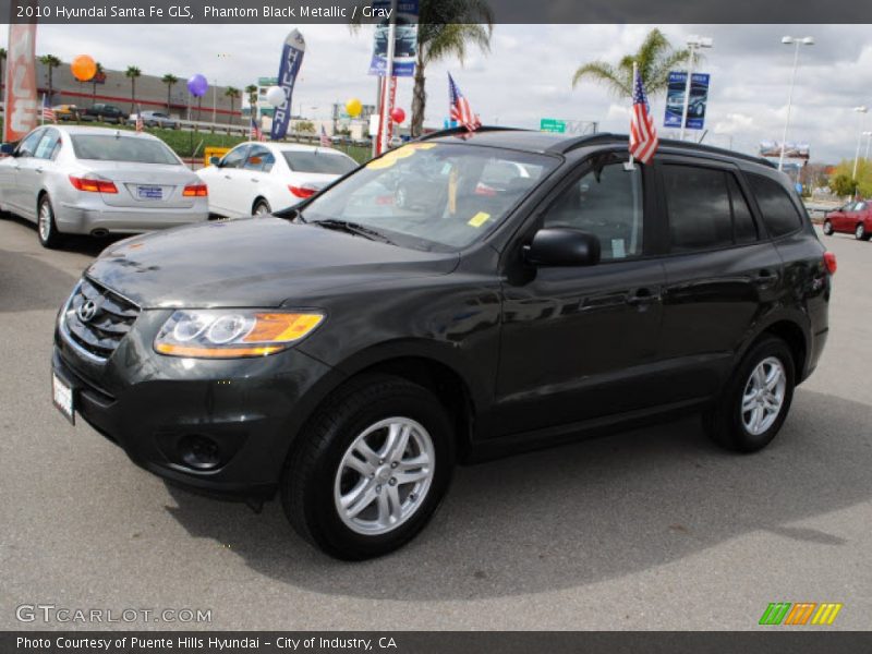 Phantom Black Metallic / Gray 2010 Hyundai Santa Fe GLS