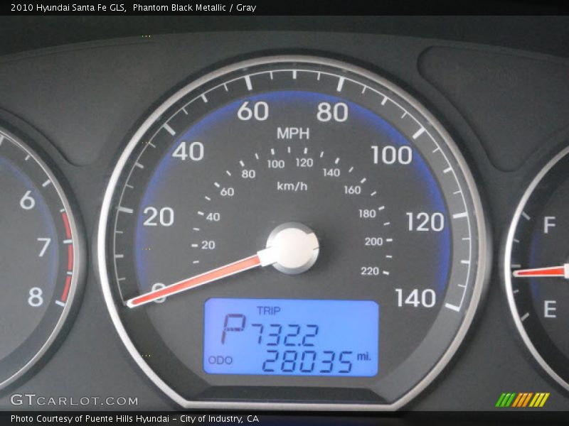 Phantom Black Metallic / Gray 2010 Hyundai Santa Fe GLS