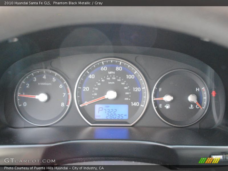 Phantom Black Metallic / Gray 2010 Hyundai Santa Fe GLS
