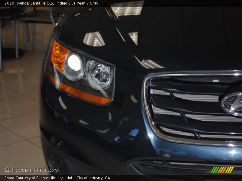 Indigo Blue Pearl / Gray 2010 Hyundai Santa Fe GLS
