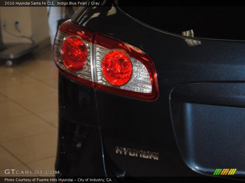 Indigo Blue Pearl / Gray 2010 Hyundai Santa Fe GLS
