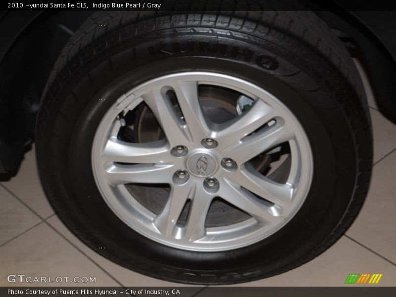 Indigo Blue Pearl / Gray 2010 Hyundai Santa Fe GLS