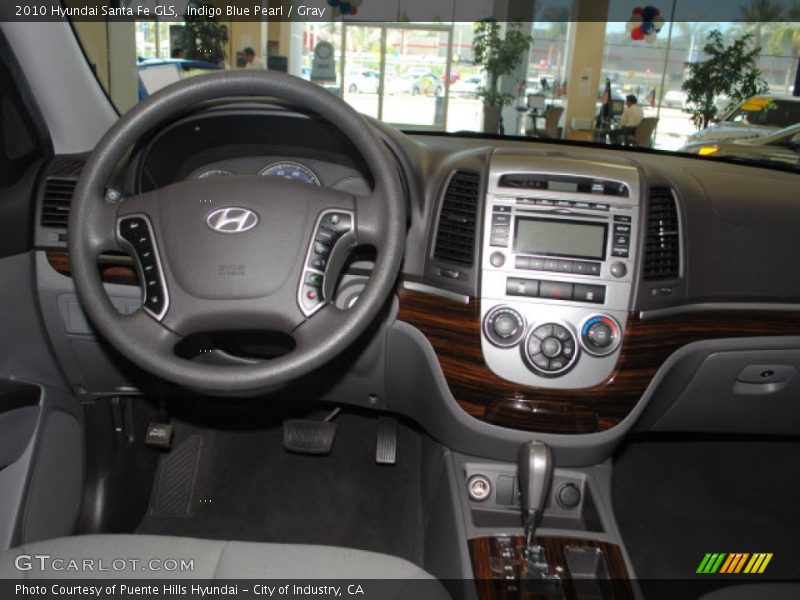 Indigo Blue Pearl / Gray 2010 Hyundai Santa Fe GLS