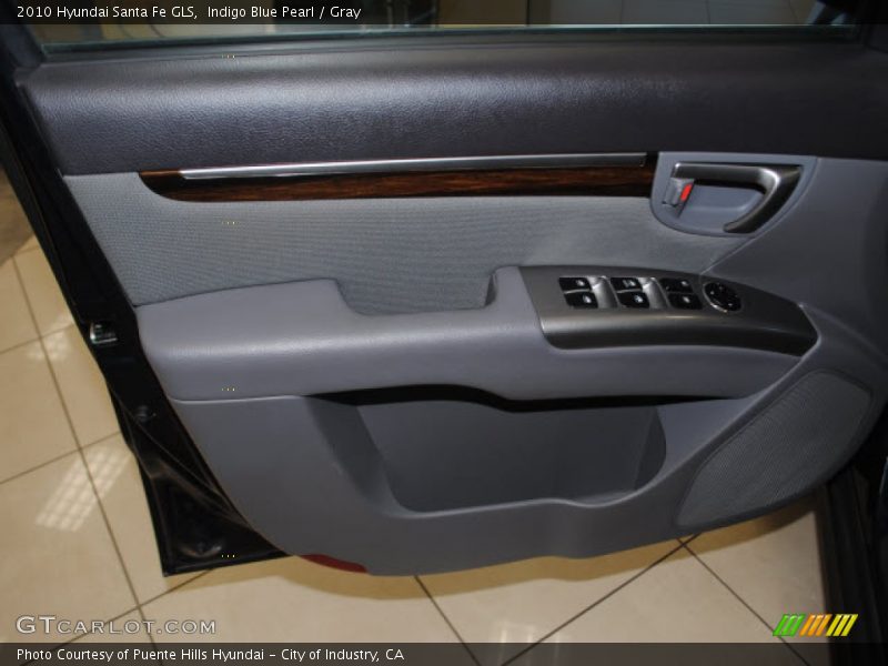 Indigo Blue Pearl / Gray 2010 Hyundai Santa Fe GLS
