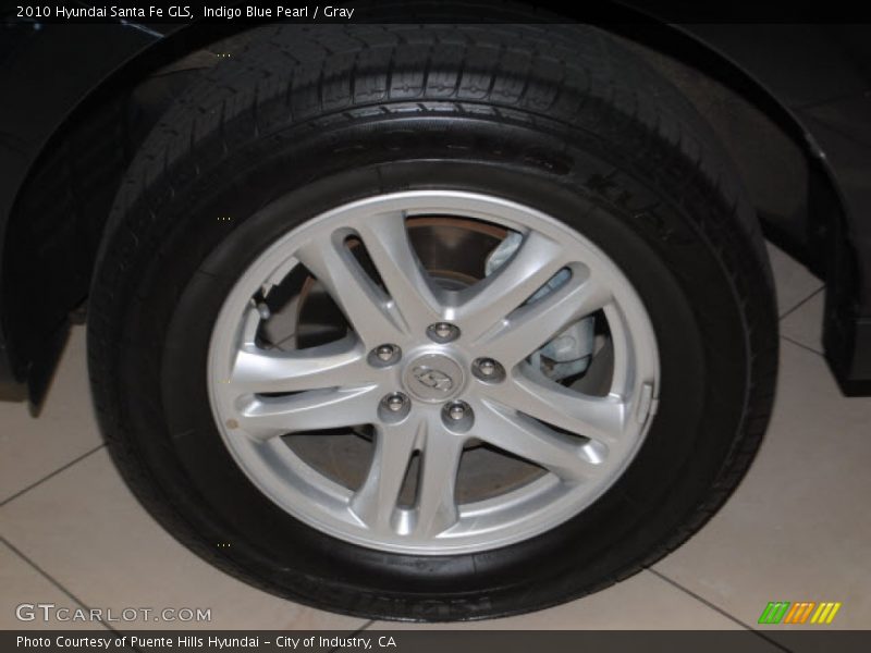 Indigo Blue Pearl / Gray 2010 Hyundai Santa Fe GLS