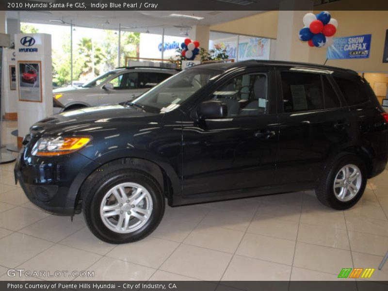 Indigo Blue Pearl / Gray 2010 Hyundai Santa Fe GLS