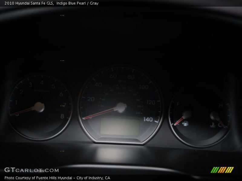Indigo Blue Pearl / Gray 2010 Hyundai Santa Fe GLS
