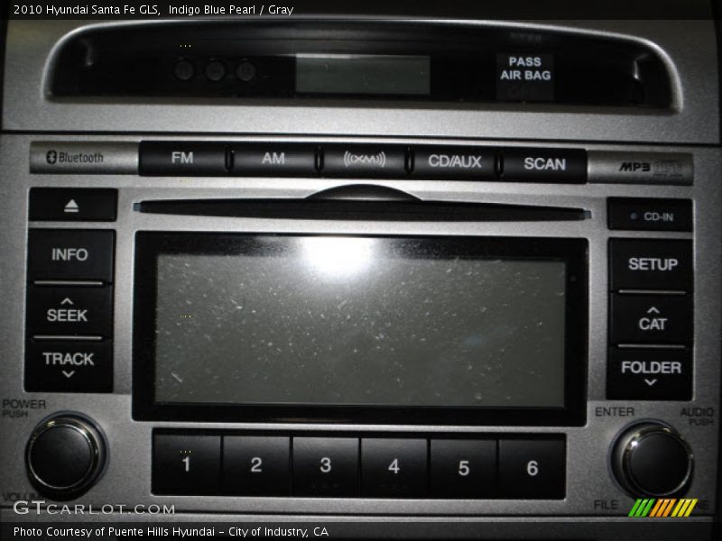 Indigo Blue Pearl / Gray 2010 Hyundai Santa Fe GLS
