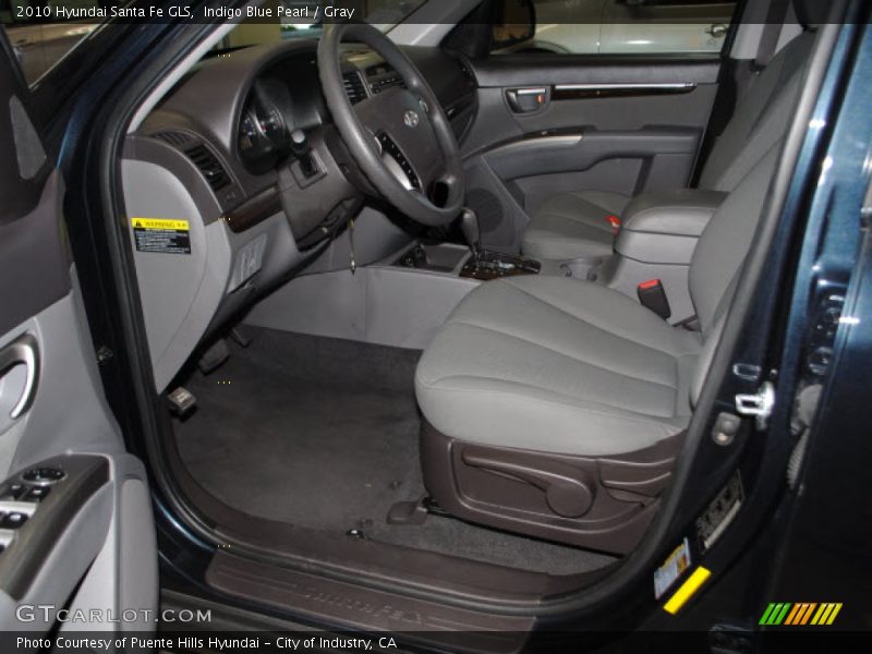 Indigo Blue Pearl / Gray 2010 Hyundai Santa Fe GLS