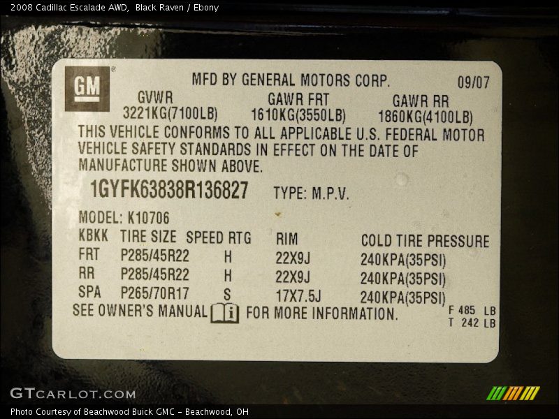 Black Raven / Ebony 2008 Cadillac Escalade AWD