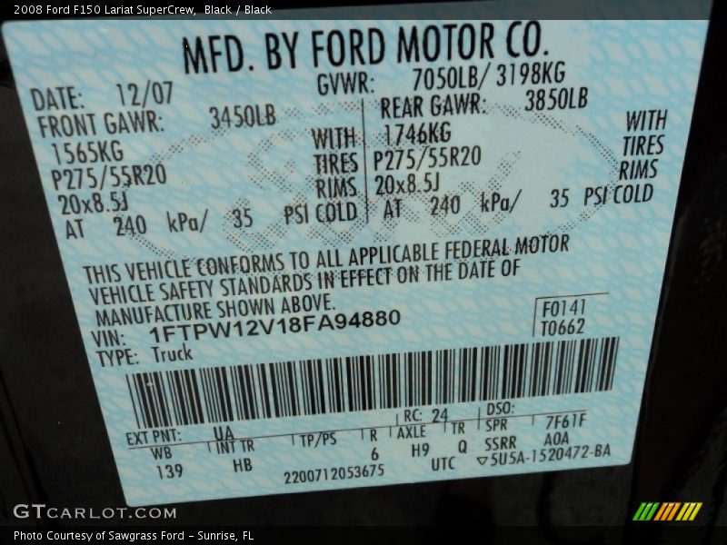 Black / Black 2008 Ford F150 Lariat SuperCrew