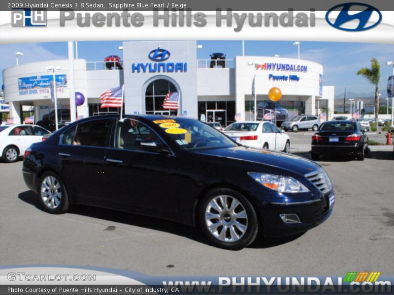 Sapphire Blue Pearl / Beige 2009 Hyundai Genesis 3.8 Sedan