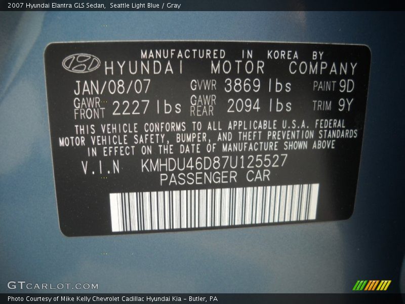 Seattle Light Blue / Gray 2007 Hyundai Elantra GLS Sedan