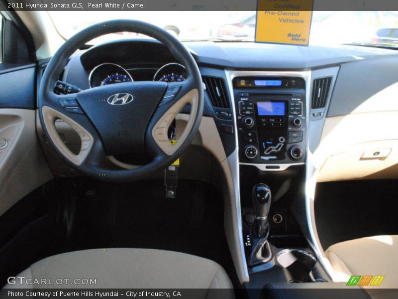 Pearl White / Camel 2011 Hyundai Sonata GLS