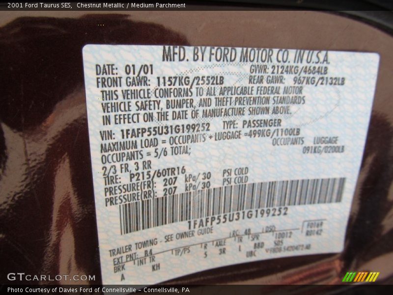 2001 Taurus SES Chestnut Metallic Color Code B4