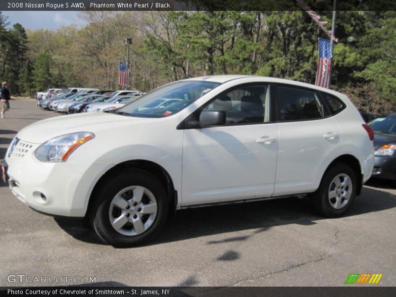 Phantom White Pearl / Black 2008 Nissan Rogue S AWD